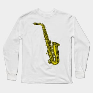 Saxophone Print Long Sleeve T-Shirt